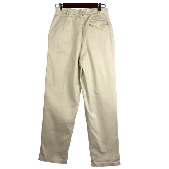 VINTAGE IZOD Ladies Cream Khaki Cotton-blend Straight Leg Pocketed Chino Pants - Picture 4 of 7